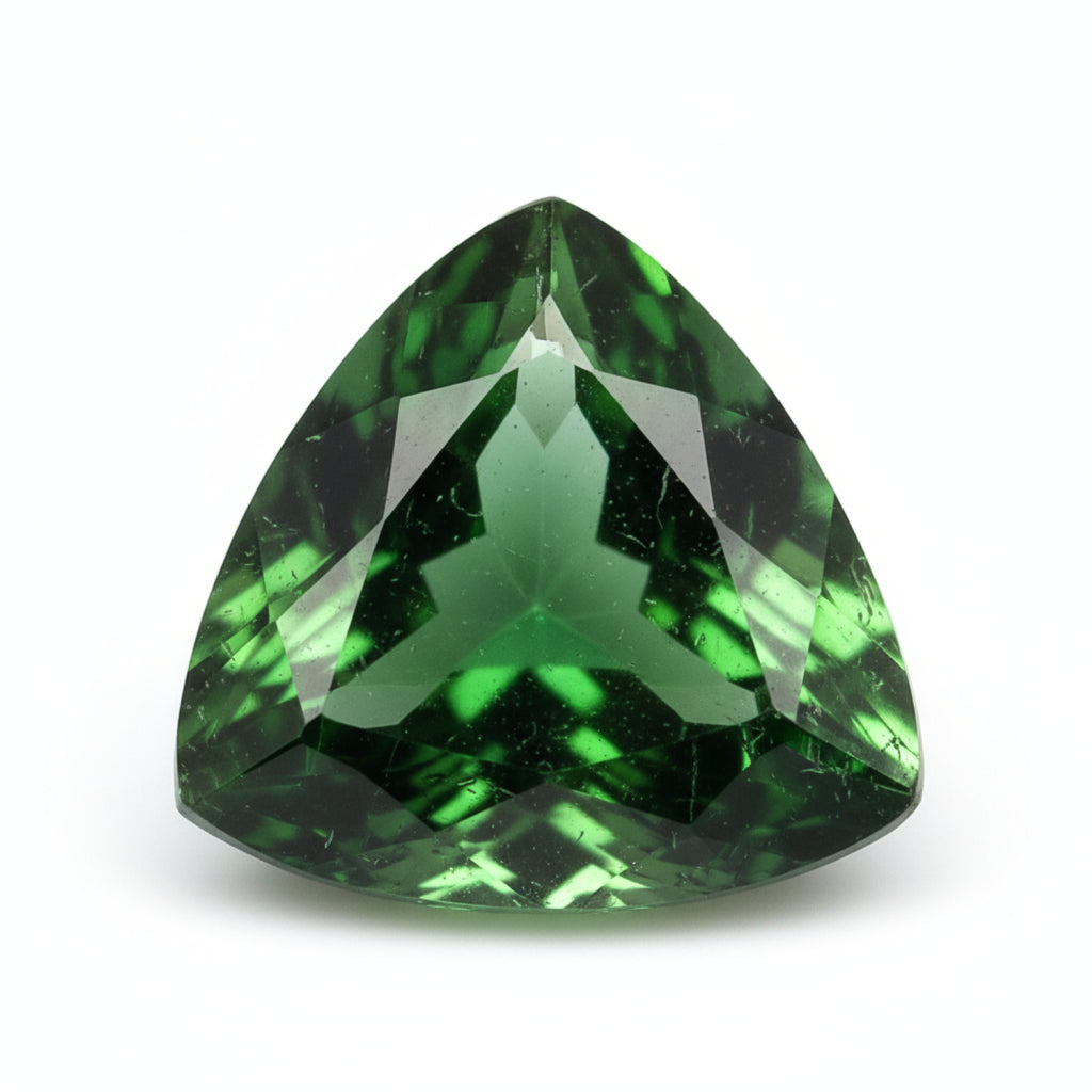 Green Tourmaline 1PC Chunky 14x14 MM Triangle Faceted Green Genuine Semi Precious Loose Gemstones