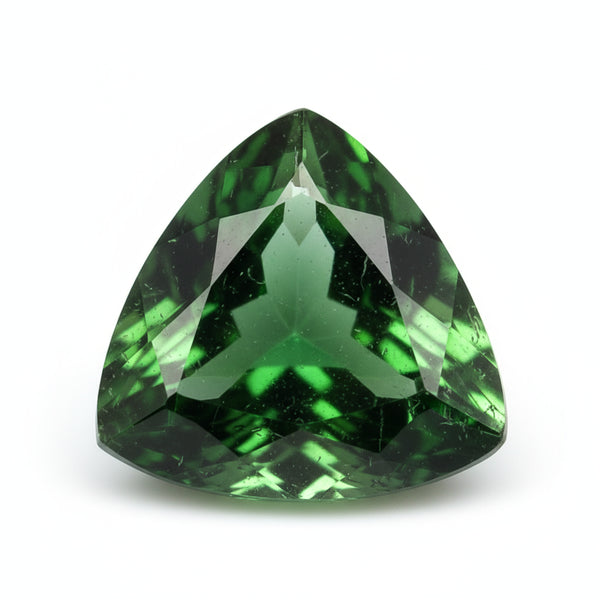 Green Tourmaline 1PC Chunky 14x14 MM Triangle Faceted Green Genuine Semi Precious Loose Gemstones