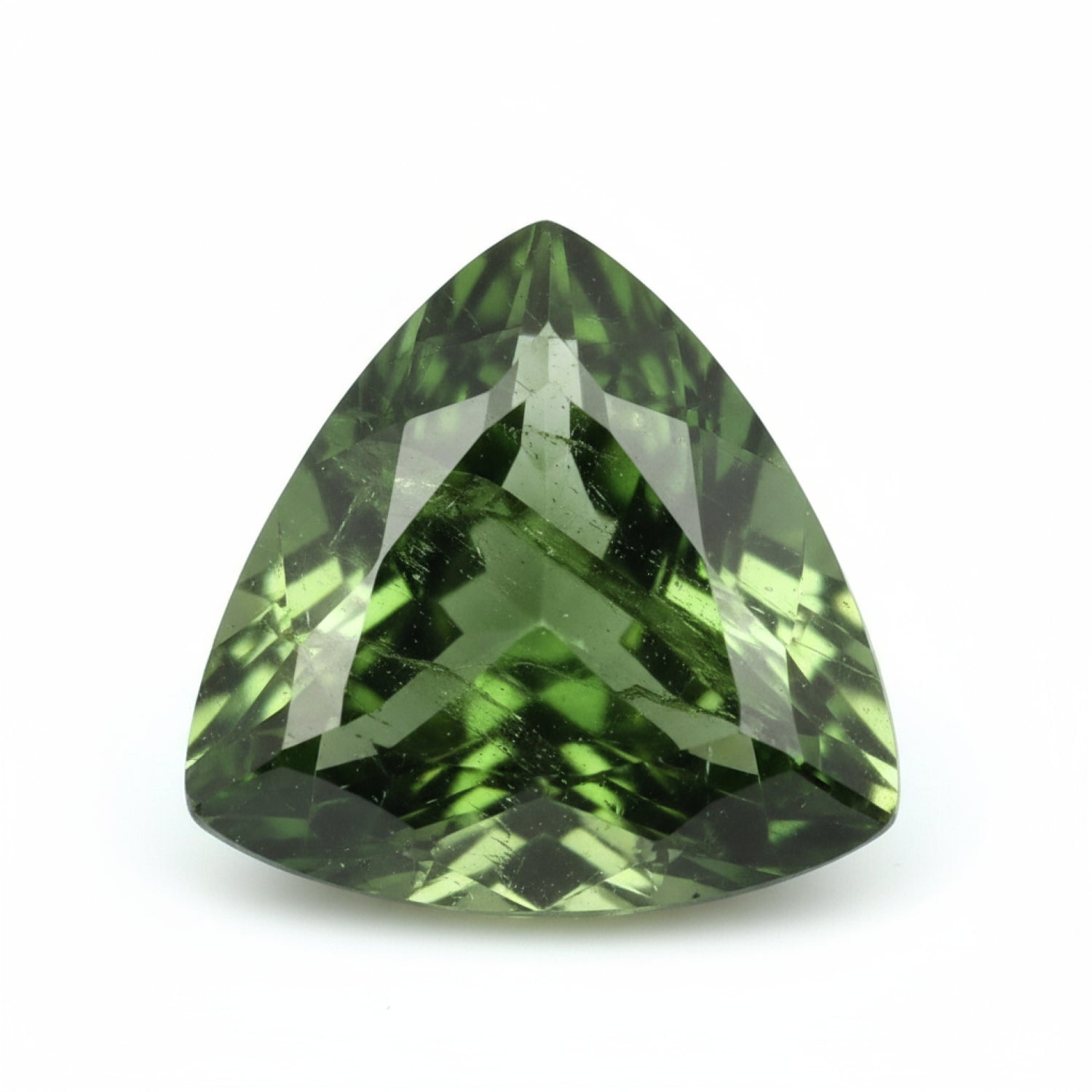 Green Tourmaline 1PC Chunky 15x15 MM Triangle Faceted Green Superior Semi Precious Gems