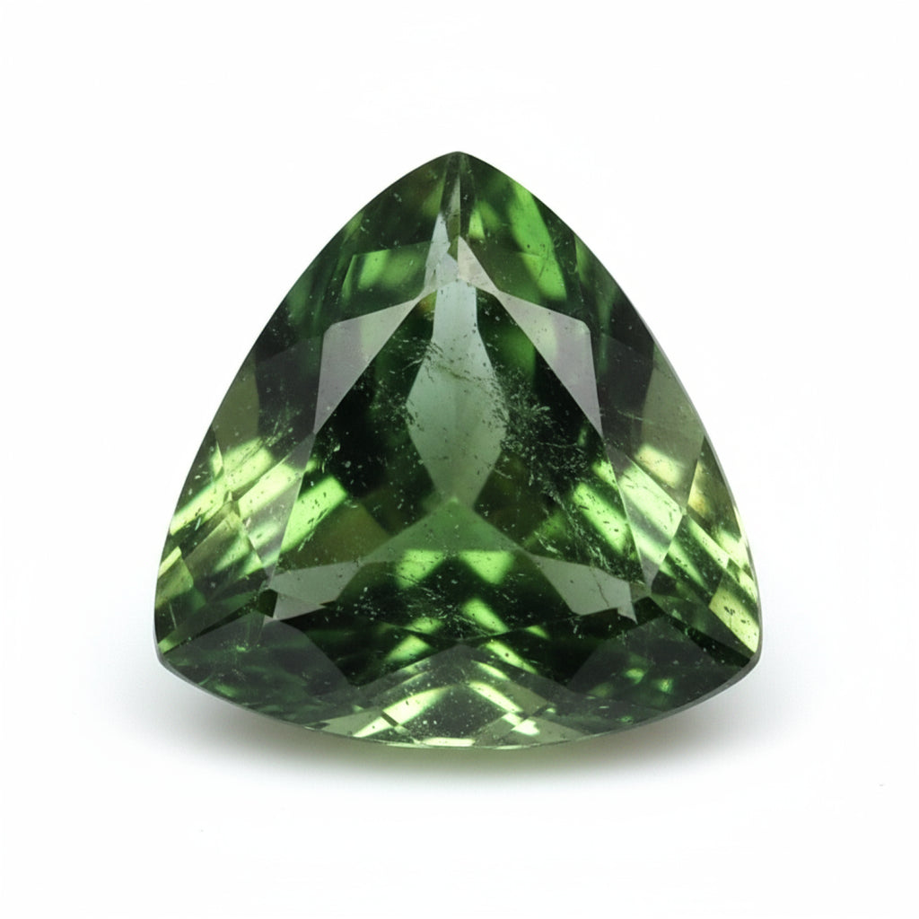 Green Tourmaline 1PC Chunky 16x16 MM Triangle Faceted Green Pure Semi Precious Loose Gems