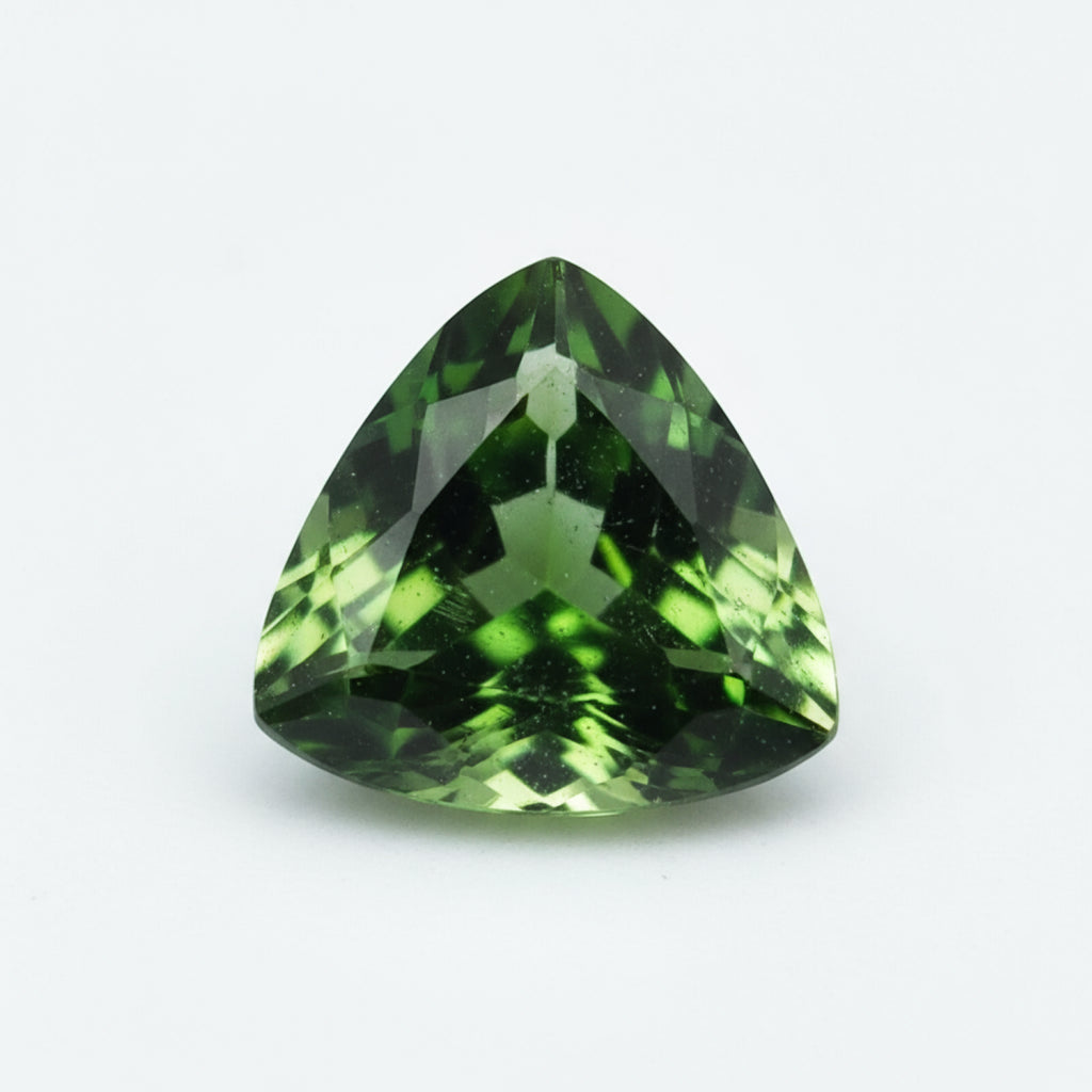 Green Tourmaline 1PC Tiny 5x5 MM Triangle Faceted Green Sparkling Semi Precious Loose Gemstone