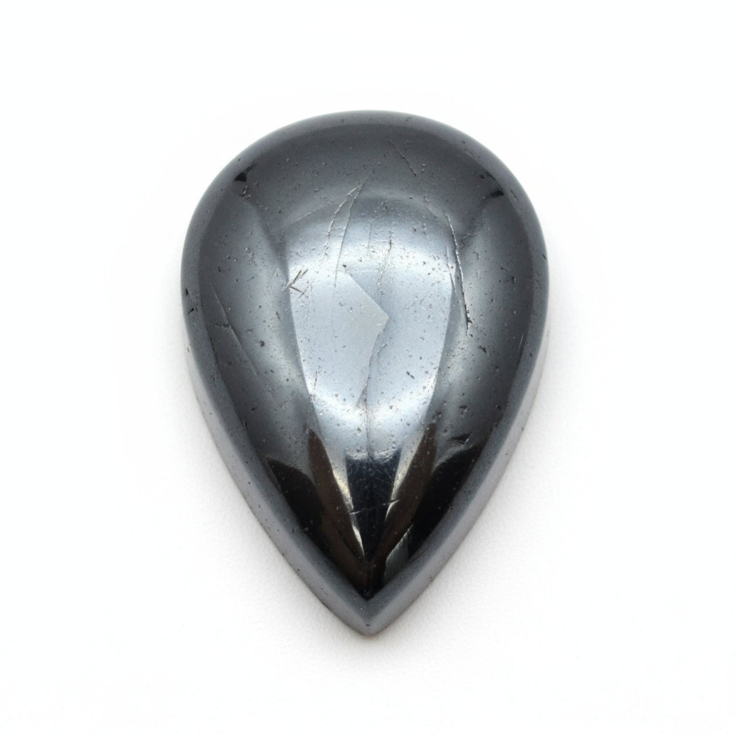 Hematite (Gunmetal) 1PC Small 6x9 MM Pear Cabochon Gray Natural semi Precious Loose Gemstone