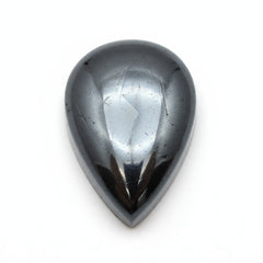 Hematite (Gunmetal) 1PC Small 6x9 MM Pear Cabochon Gray Natural semi Precious Loose Gemstone