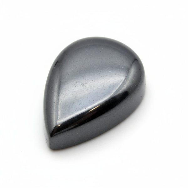 Hematite (Gunmetal) 1PC Small 6x9 MM Pear Cabochon Gray Natural semi Precious Loose Gemstone