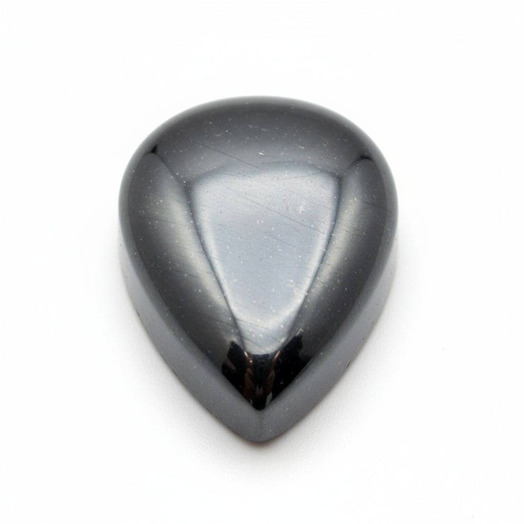 Hematite (Gunmetal) 1PC Large 8x12 MM Pear Cabochon Gray Brilliant semi Precious Loose Gems