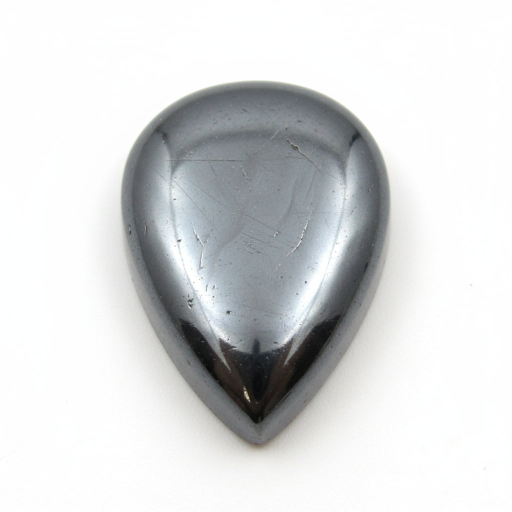 Hematite (Gunmetal) 1PC Large 9x11 MM Pear Cabochon Gray Fiery semi Precious Gems