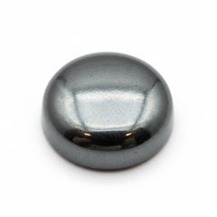 Hematite (Gunmetal) 1PC Small 7x7 MM Round Cabochon Gray Luster semi Precious Loose Gemstones
