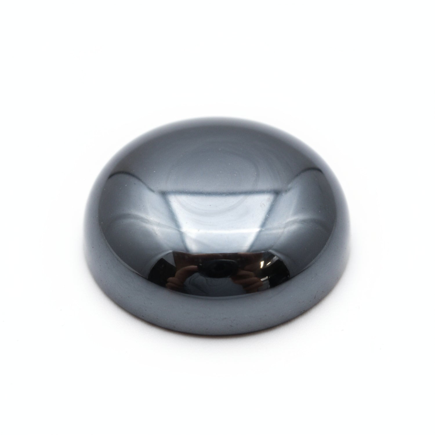 Hematite (Gunmetal) 1PC Small 8x8 MM Round Cabochon Gray Lustrous semi Precious Semi Precious Gemstone