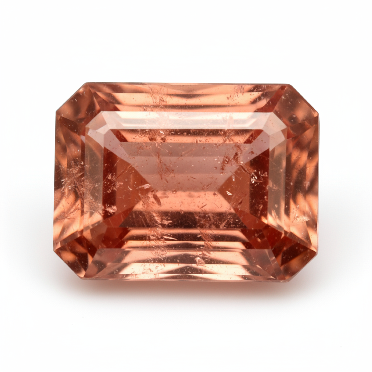 Hessonite Garnet (Gomed) 1PC Large 9x11 MM Emerald Faceted Red Polished Precious Loose Gemstones Huvudsaklig produktbild