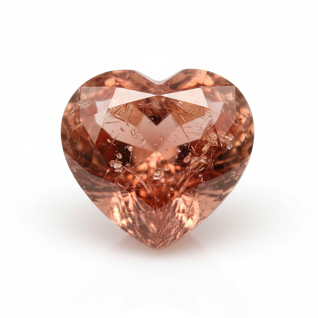 Hessonite Garnet (Gomed) 1PC Chunky 15x15 MM Heart Faceted Red Superior Precious Loose Gemstone