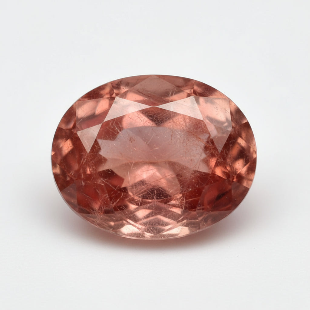Hessonit-Granat (Gomed) 1 Stück, klein, 6 x 8 mm, oval, facettiert, rot, glänzend, kostbarer, loser Edelstein