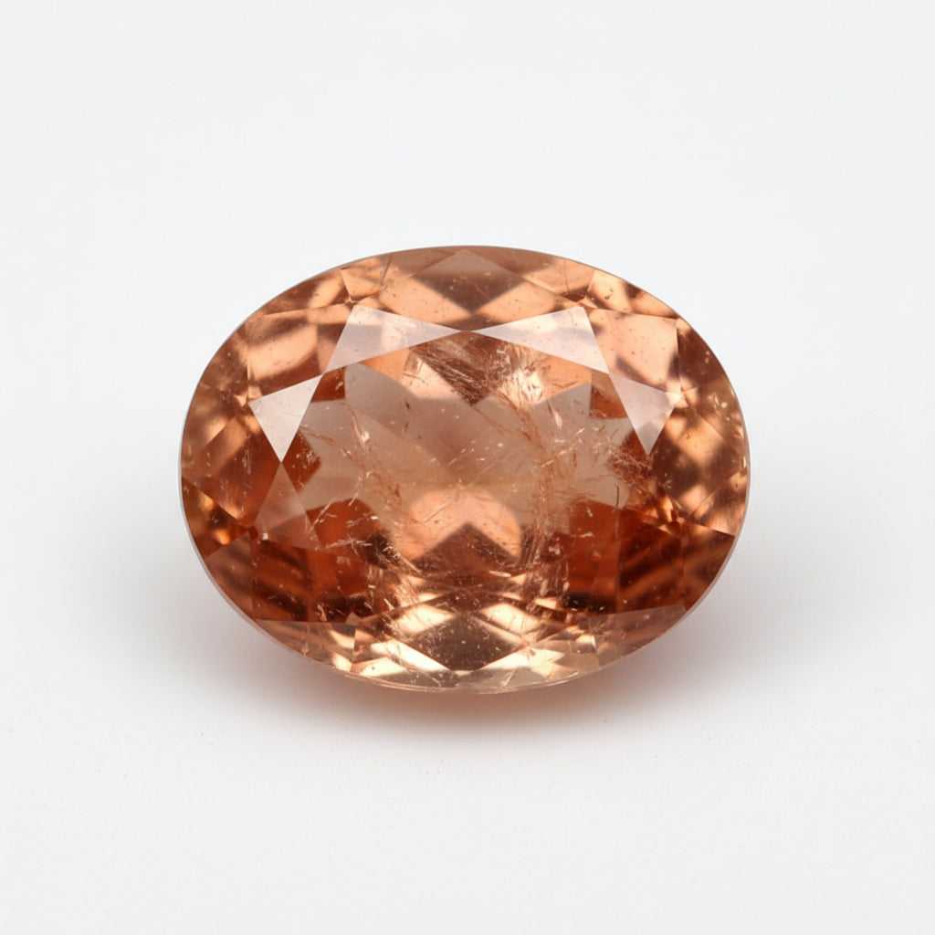 Hessonit-Granat (Gomed) 1 Stück, klein, 6 x 8 mm, oval, facettiert, rot, glänzend, kostbarer, loser Edelstein