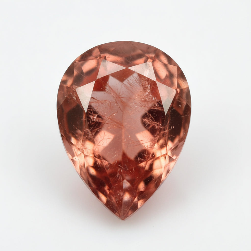 Hessonite Garnet (Gomed) 1PC Large 10x12 MM Pear Faceted Red High-Quality Precious Loose Gemstones