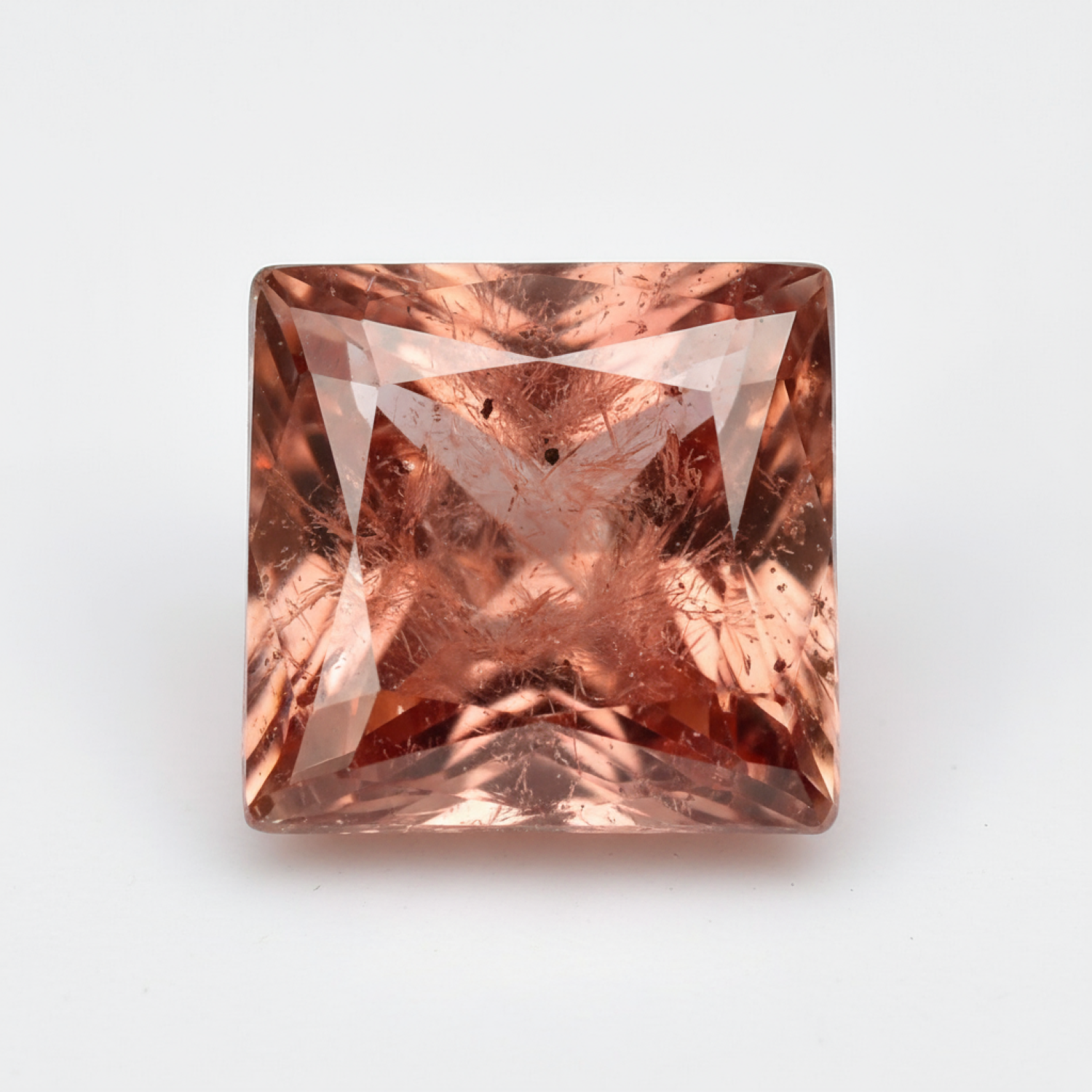 Hessonite Garnet (Gomed) 1PC Small 8x8 MM Square Faceted Red Luster Precious Loose Gemstones Huvudsaklig produktbild