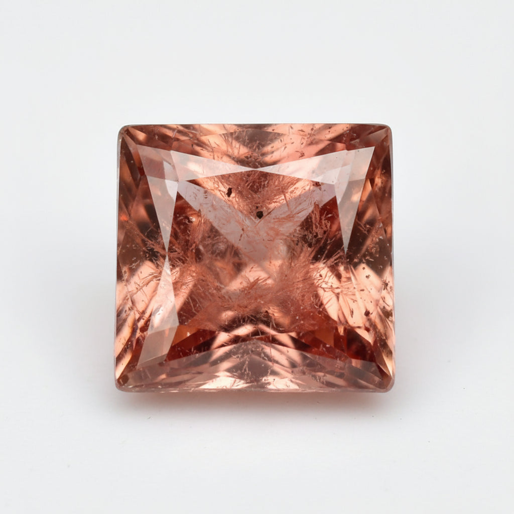 Hessonite Garnet (Gomed) 1PC Small 8x8 MM Square Faceted Red Luster Precious Loose Gemstones