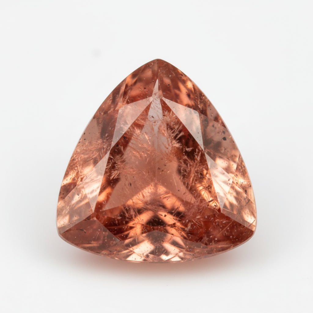Hessonite Garnet (Gomed) 1PC Chunky 14x14 MM Triangle Faceted Red Genuine Precious Loose Gems