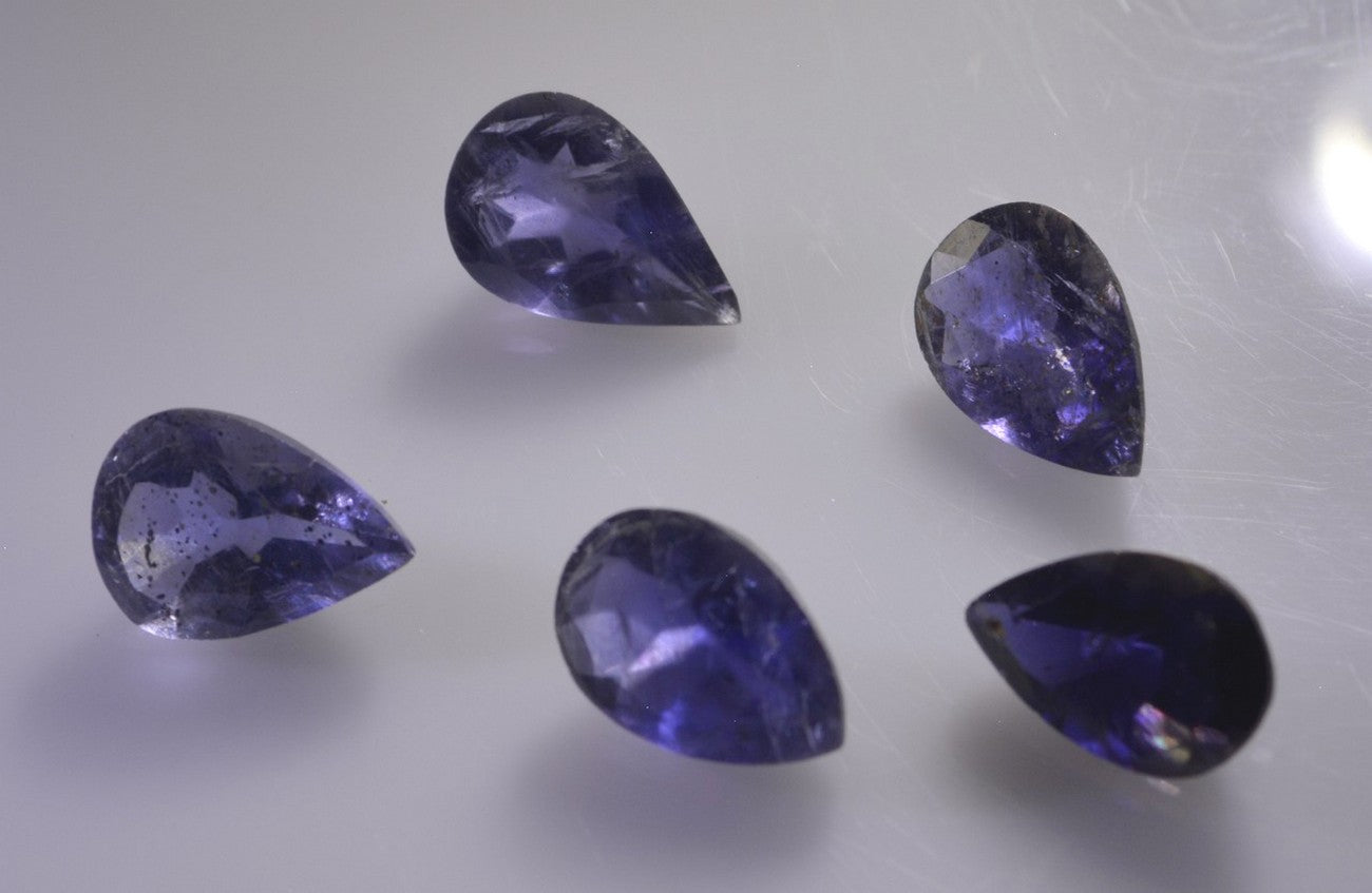 Iolite 1PC Medium 7x10 MM Pear Faceted Blue Lustrous Semi Precious Loose Gemstone