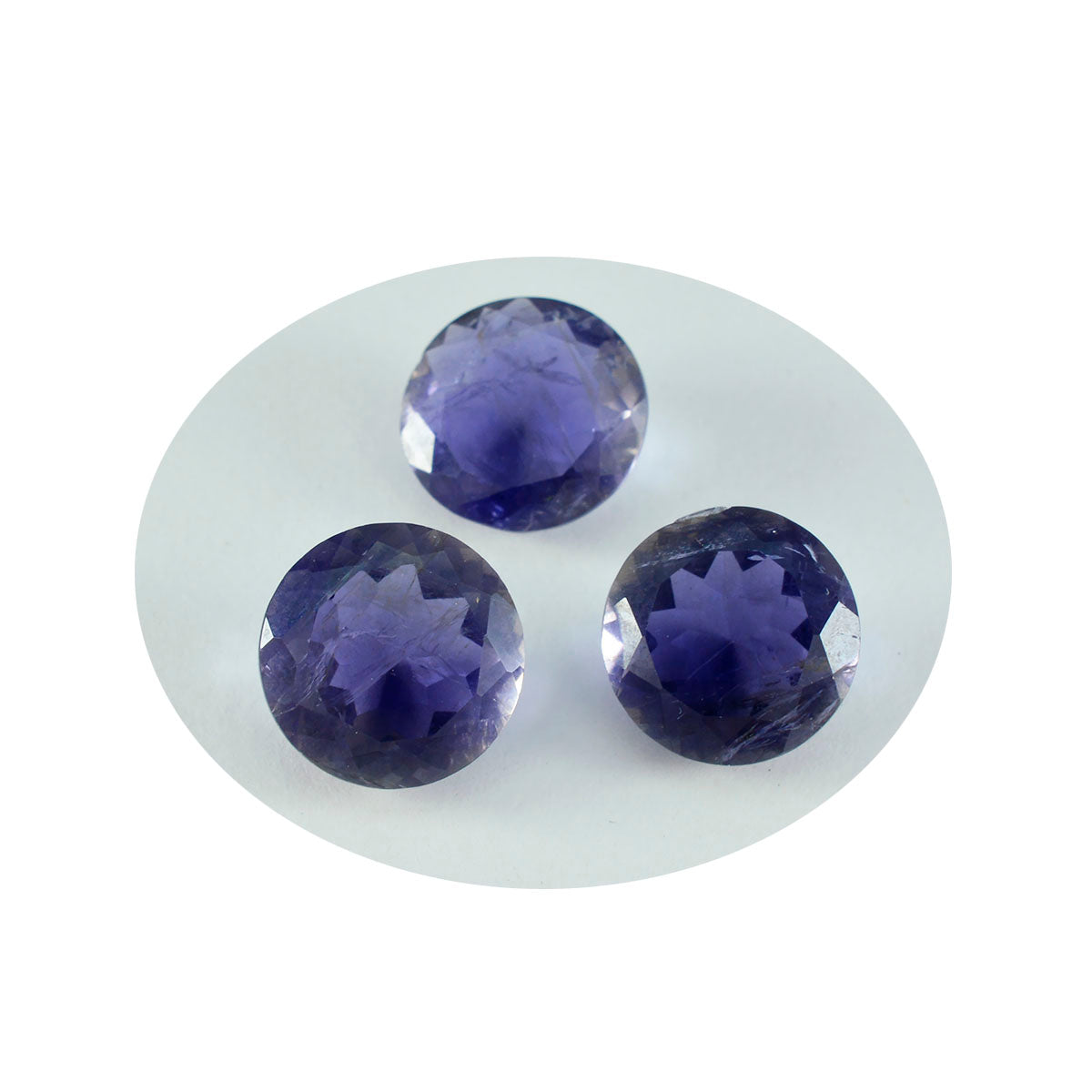 Iolite 1PC Chunky 14x14 MM Round Faceted Blue Genuine Semi Precious Loose Gemstones