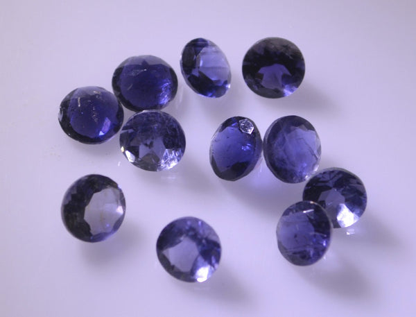 Iolite 1PC Large 10x10 MM Round Faceted Blue Shine Semi Precious Loose Gemstones