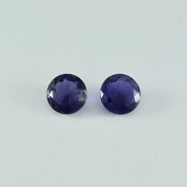 Iolith 1PC Medium 9x9 MM Rund Facettiert Blau Glänzend Halbedelstein Lose Edelstein