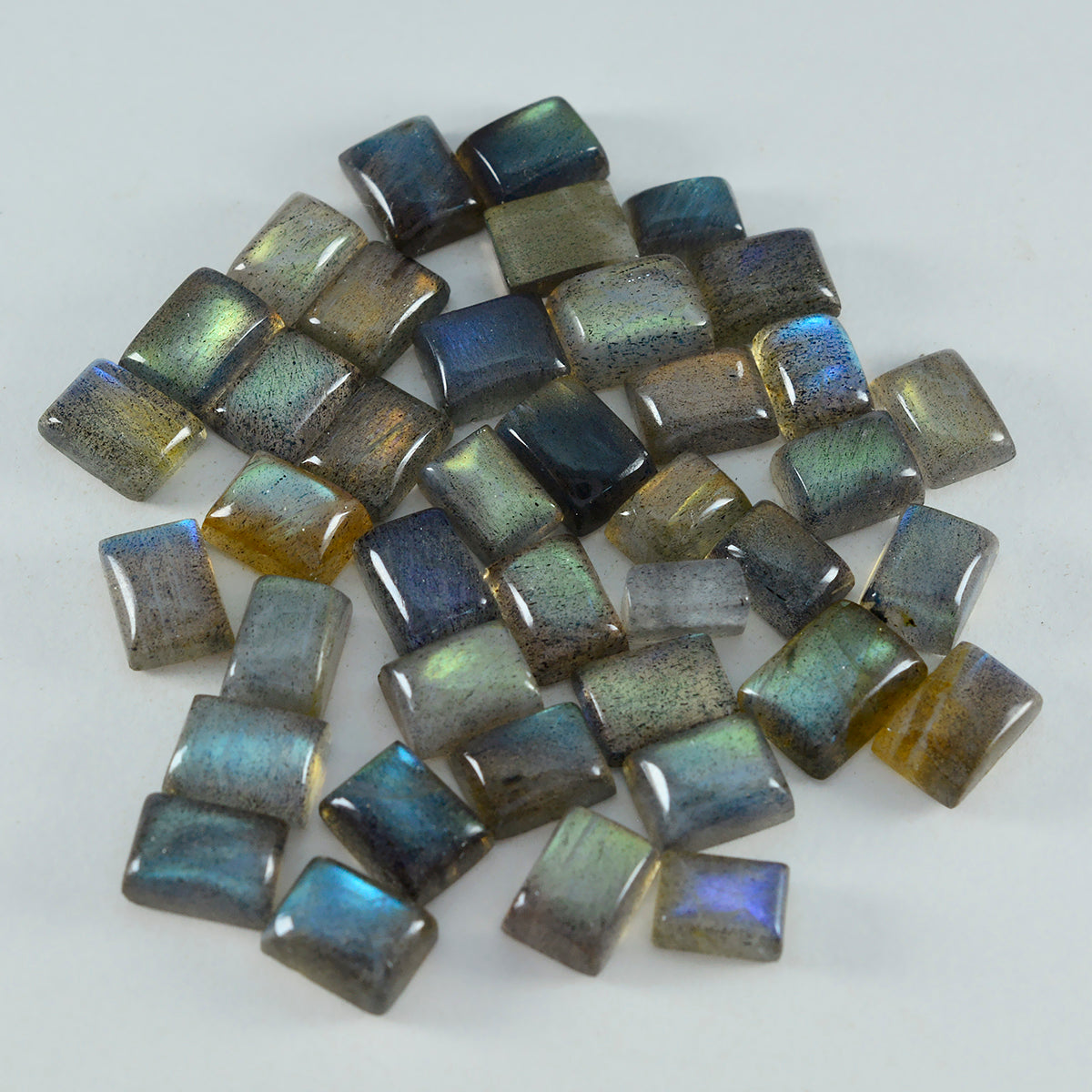 Labradorite 10PC Tiny 4x6 MM Emerald Cabochon Gray Fine semi Precious Loose Gemstone