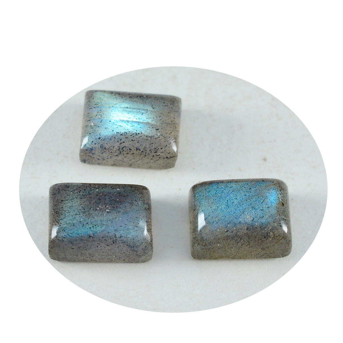 Labradorite 1PC Small 6x8 MM Emerald Cabochon Gray Natural semi Precious Semi Precious Gemstone Sekundär produktbild