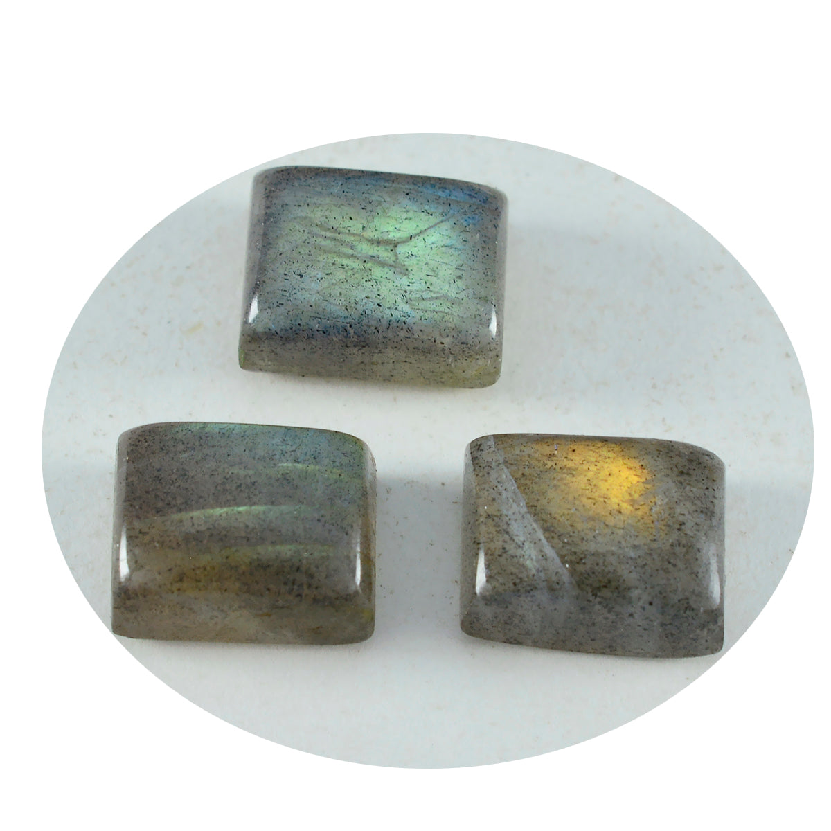 Labradorite 1PC Large 9x11 MM Emerald Cabochon Gray Brilliant semi Precious Loose Gemstones