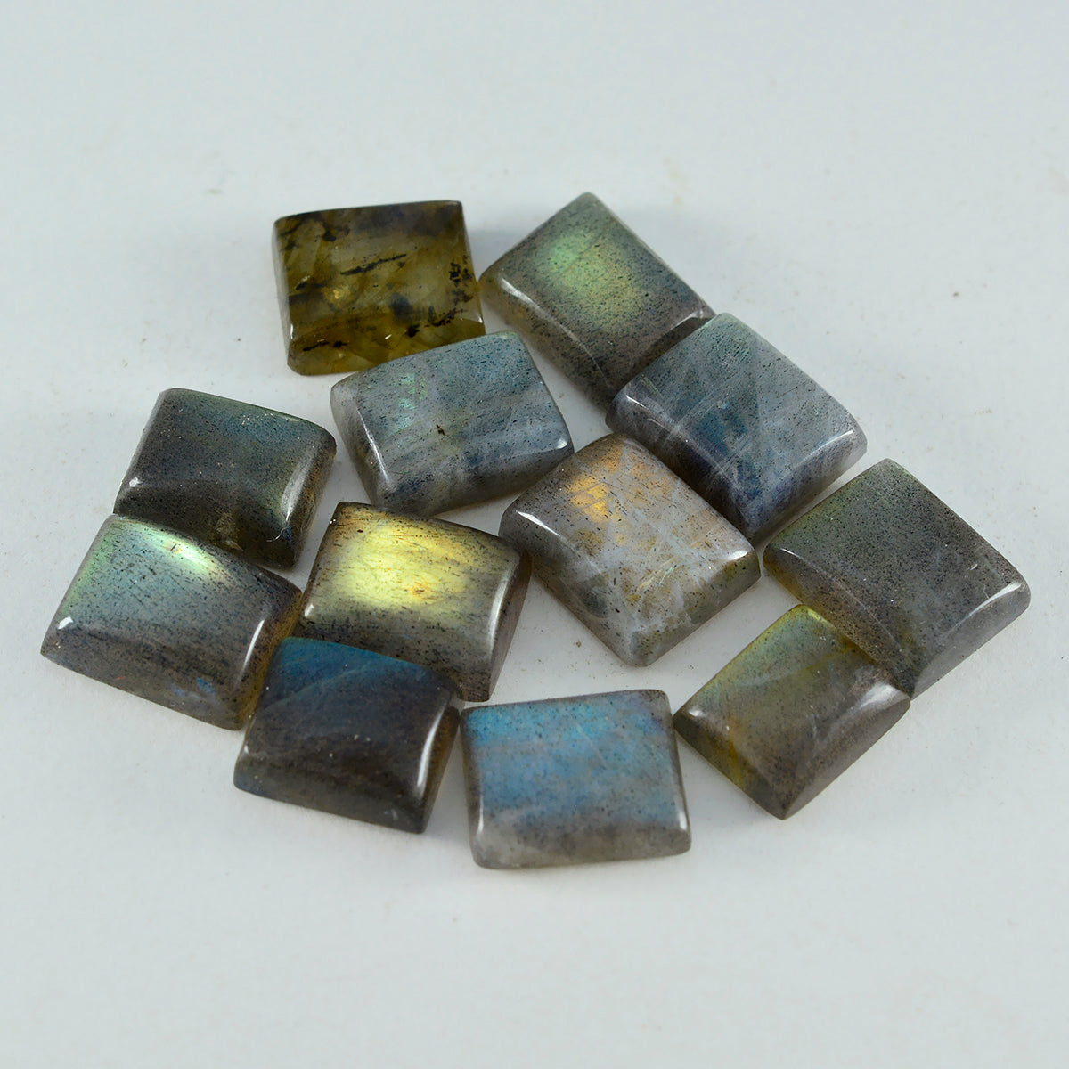 Labradorite 1PC Large 9x11 MM Emerald Cabochon Gray Brilliant semi Precious Loose Gemstones