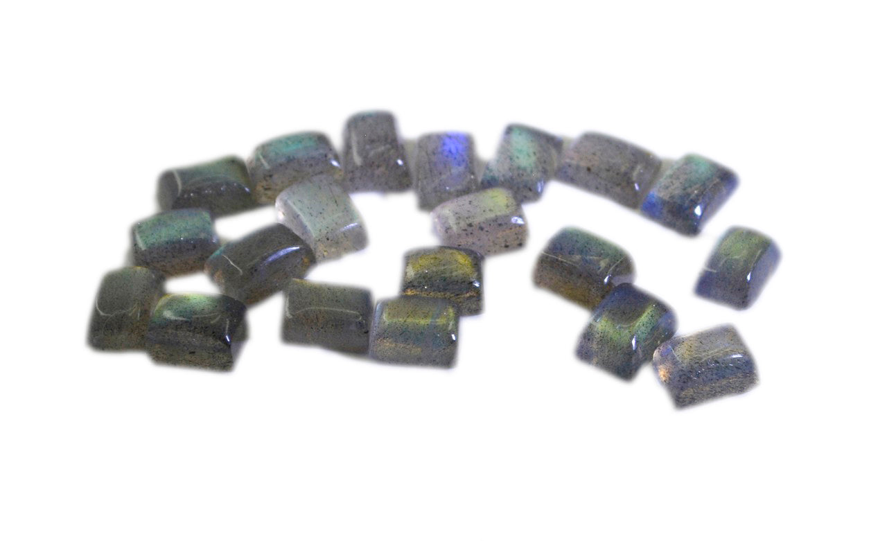 Labradorite 10PC Tiny 3x5 MM Emerald Cabochon Gray Shine semi Precious Loose Gems