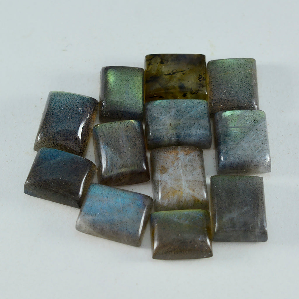 Labradorite 1PC Medium 8x10 MM Emerald Cabochon Gray Fiery semi Precious Loose Gemstone