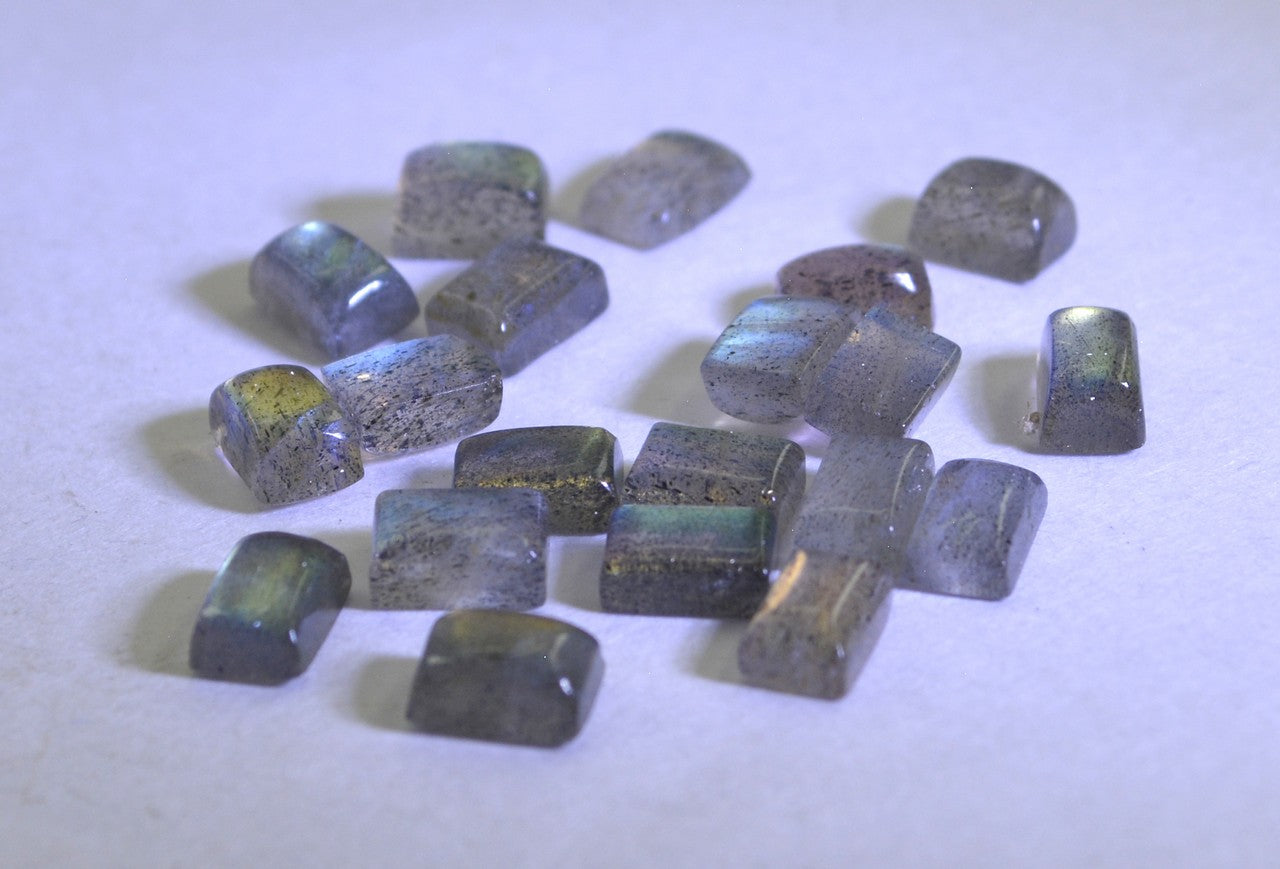 Labradorite 1PC Medium 8x10 MM Emerald Cabochon Gray Fiery semi Precious Loose Gemstone