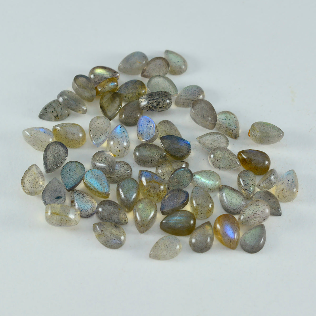 Labradorite 10PC Tiny 3x5 MM Pear Cabochon Gray Polished semi Precious Loose Gemstones