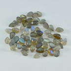 Labradorite 10PC Tiny 3x5 MM Pear Cabochon Gray Polished semi Precious Loose Gemstones