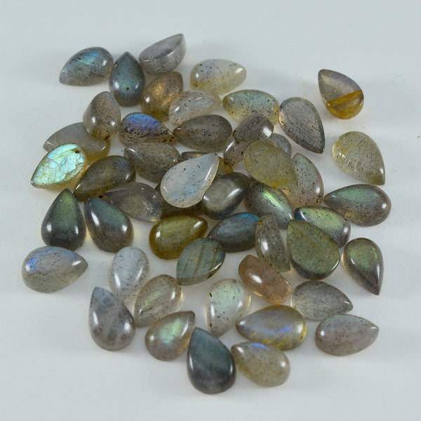 Labradorite 1PC Small 7x9 MM Pear Cabochon Gray Fine semi Precious Loose Gemstone