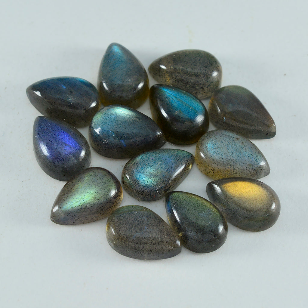 Labradorite 1PC Medium 7x10 MM Pear Cabochon Gray High Quality semi Precious Loose Gemstones