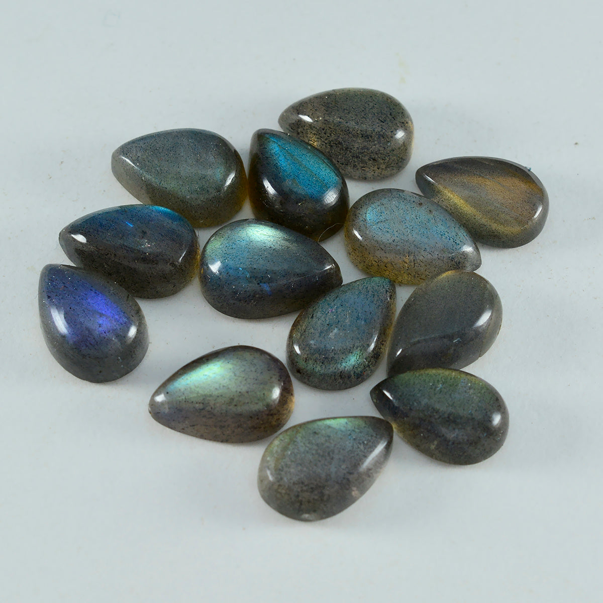 Labradorite 1PC Medium 8x10 MM Pear Cabochon Gray Natural semi Precious Semi Precious Gemstone Huvudsaklig produktbild