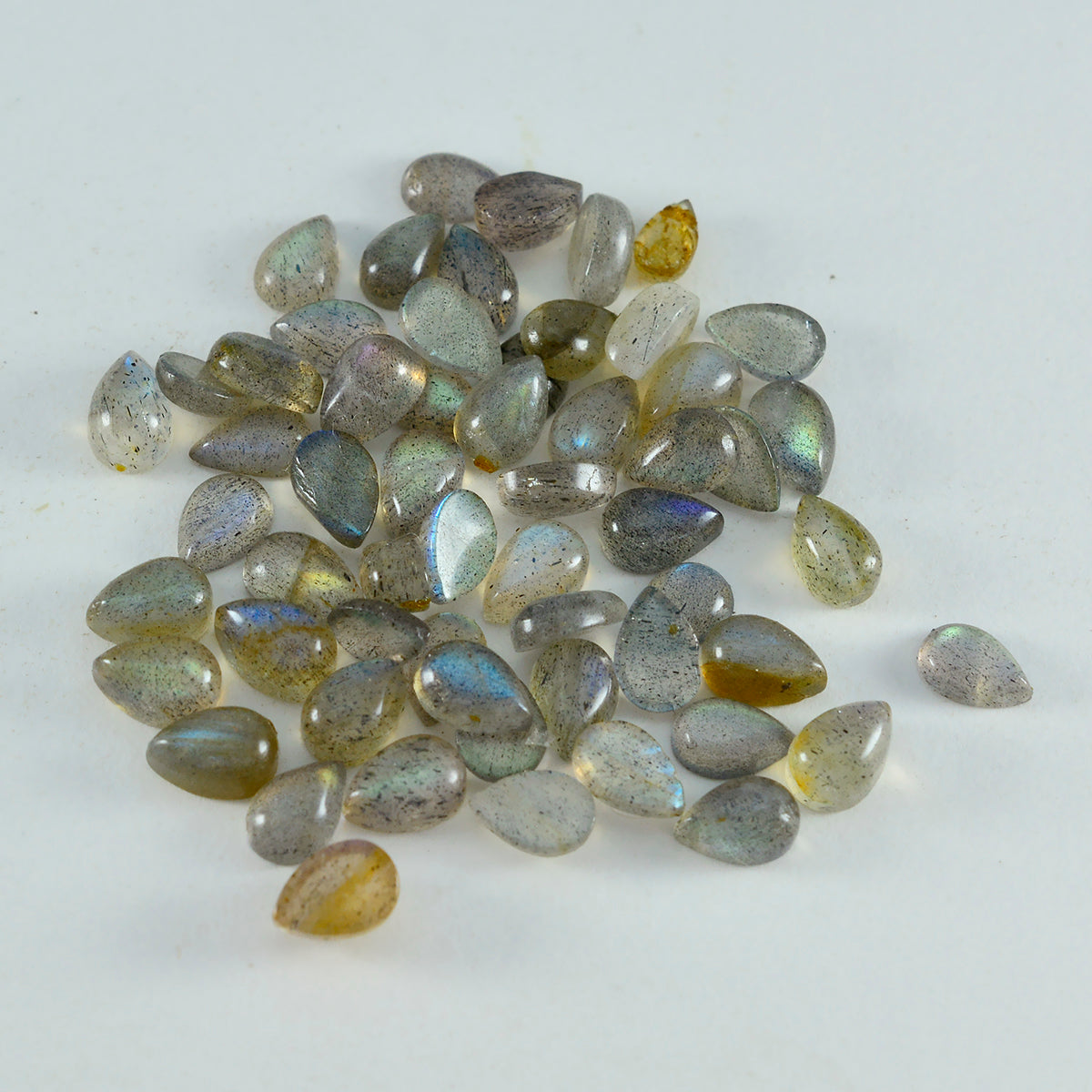 Labradorite 10PC Tiny 3x5 MM Pear Cabochon Gray Polished semi Precious Loose Gemstones