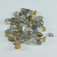 Labradorite 10PC Tiny 3x5 MM Pear Cabochon Gray Polished semi Precious Loose Gemstones