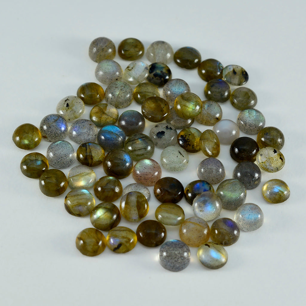 Labradorite 10PC Tiny 4x4 MM Round Cabochon Gray Genuine semi Precious Loose Gemstones