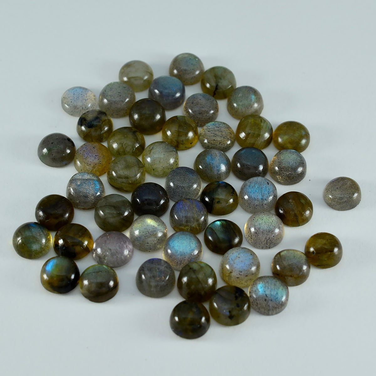 Labradorite 1PC Small 7x7 MM Round Cabochon Gray Fiery semi Precious Gems Image secondaire du produit
