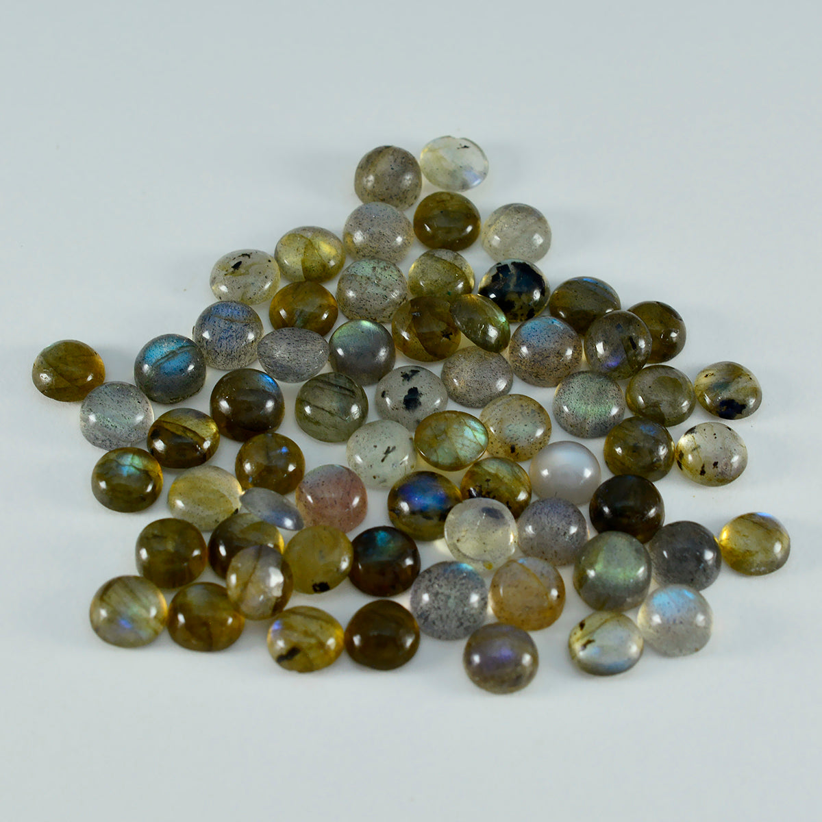 Labradorite 10PC Tiny 4x4 MM Round Cabochon Gray Genuine semi Precious Loose Gemstones