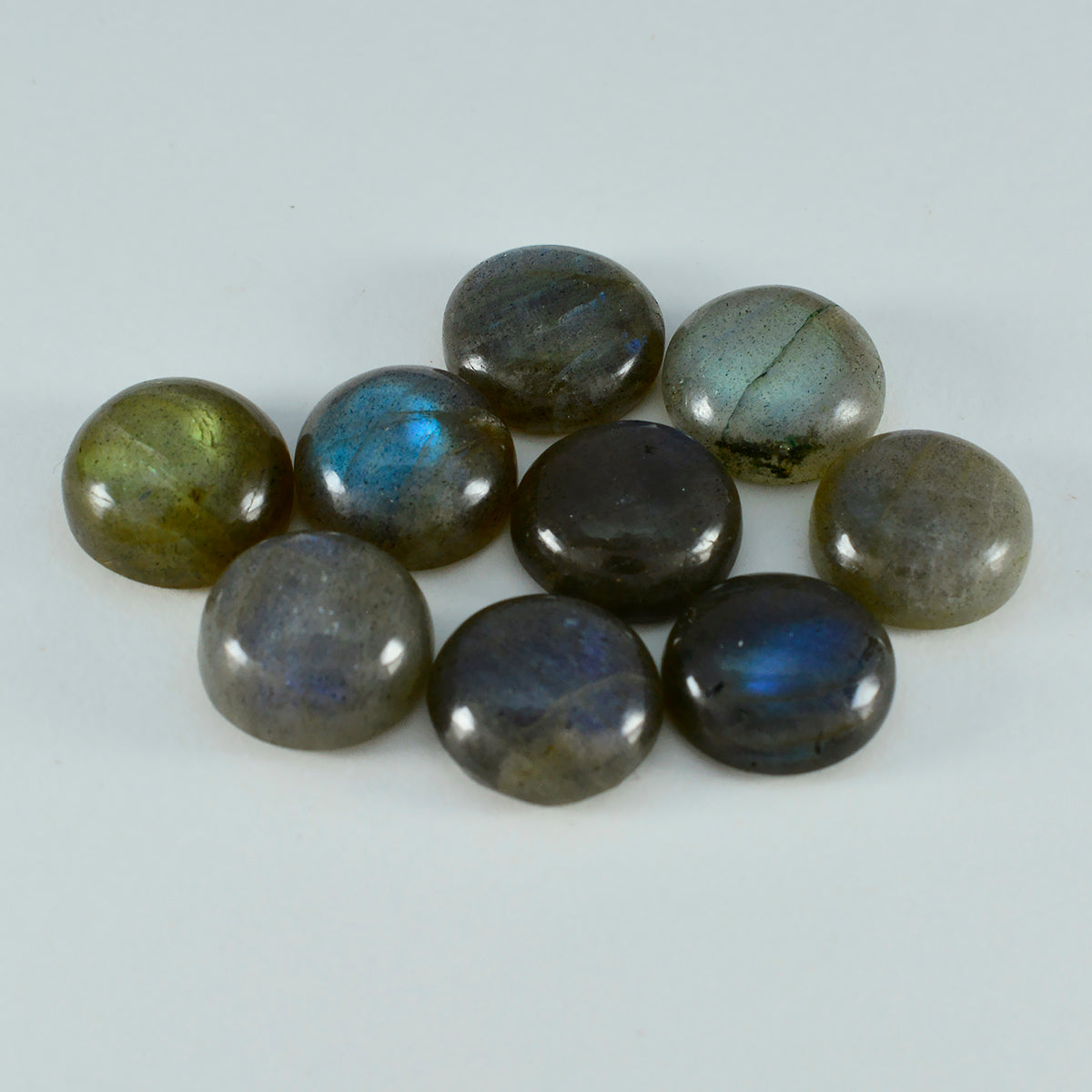Labradorite 1PC Small 7x7 MM Round Cabochon Gray Fiery semi Precious Gems