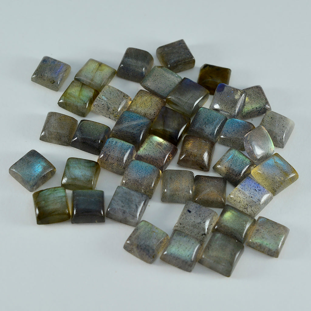 Labradorite 10PC Tiny 4x4 MM Square Cabochon Gray Fine semi Precious Loose Gemstone
