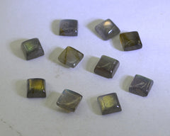 Labradorite 10PC Tiny 5x5 MM Square Cabochon Gray High Quality semi Precious Loose Gemstones