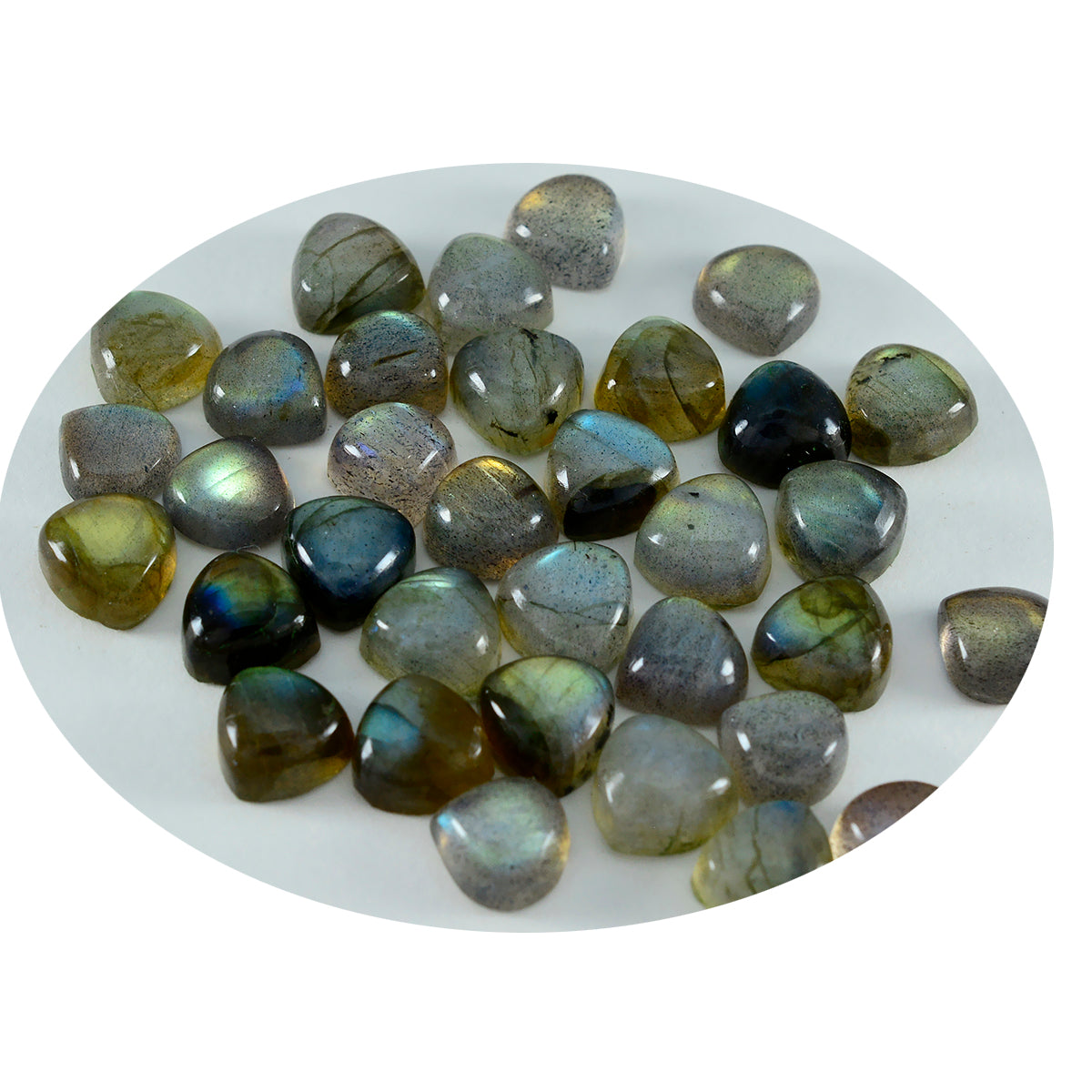 Labradorite 1PC Tiny 6x6 MM Triangle Cabochon Gray Luster semi Precious Loose Gems Main image