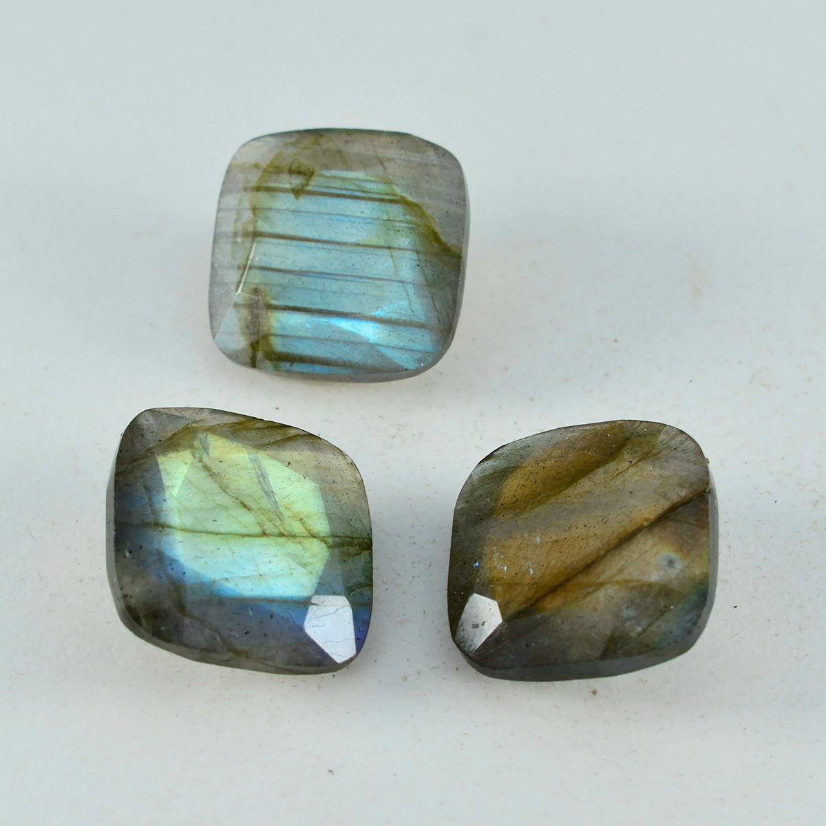 Labradorite 1PC Chunky 13x13 MM Cushion Faceted Gray Natural Semi Precious Gems メイン画像