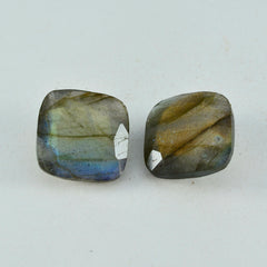 Labradorite 1PC Chunky 14x14 MM Cushion Faceted Gray Genuine Semi Precious Loose Gems