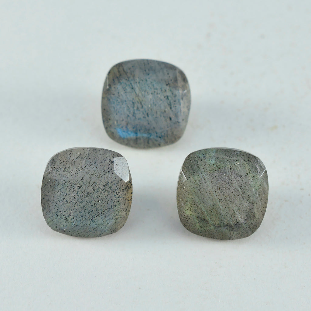 Labradorite 1PC Chunky 15x15 MM Cushion Faceted Gray Superior Semi Precious Loose Gemstone