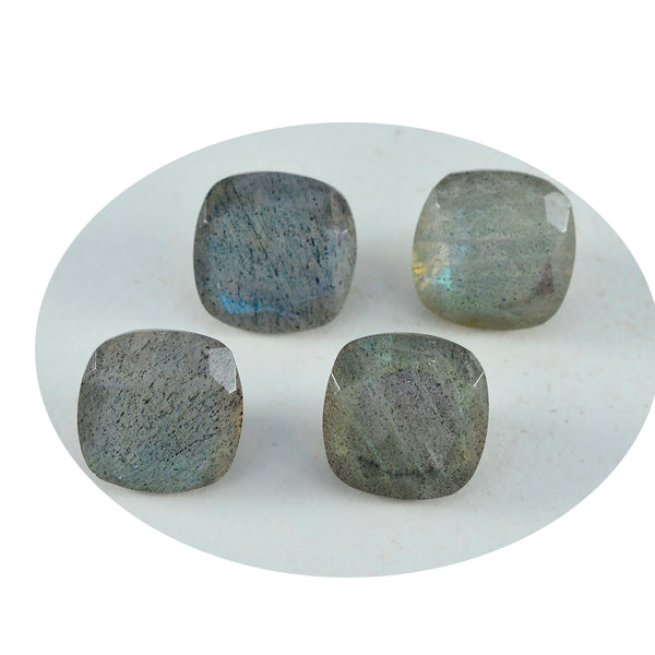 Labradorite 1PC Chunky 15x15 MM Cushion Faceted Gray Superior Semi Precious Loose Gemstone