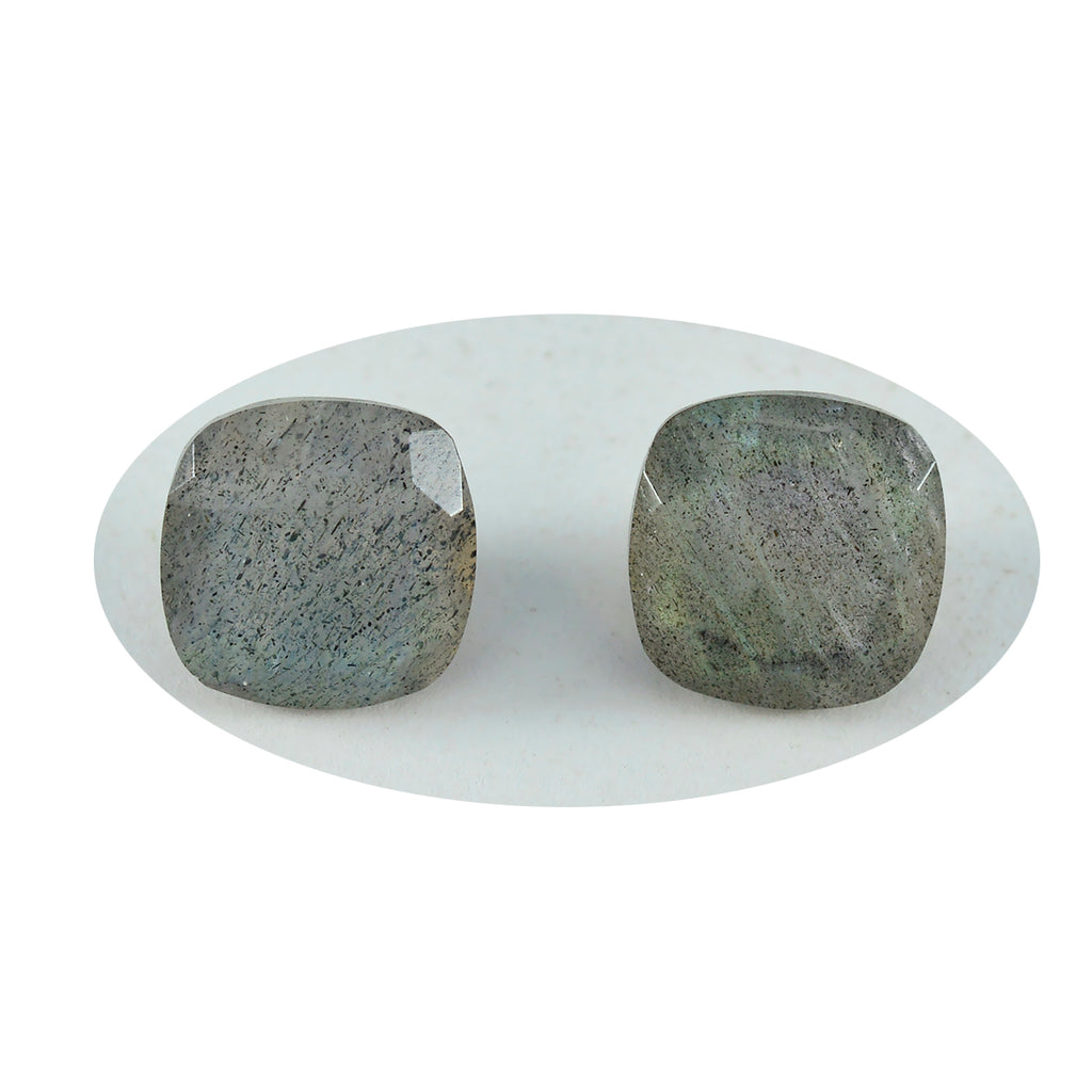 Labradorite 1PC Chunky 16x16 MM Cushion Faceted Gray Pure Semi Precious Loose Gemstones